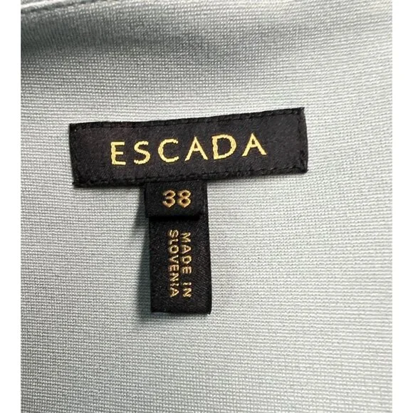 Escada V-Neck Knee-Length Dress - Smocked Blue Size 38 US 6 - Picture 6 of 11